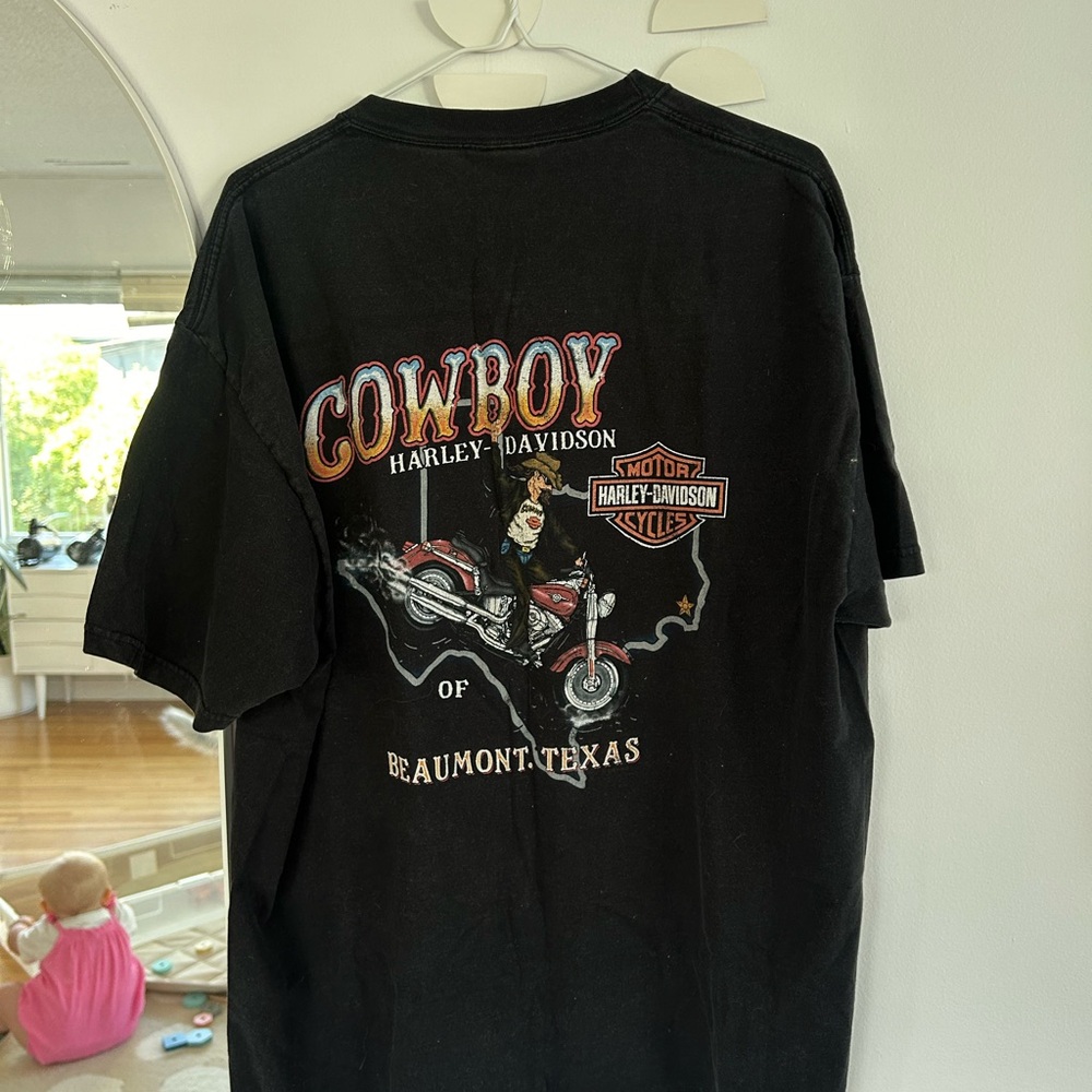 Harley-Davidson Black T-Shirt with Cowboy Graphic